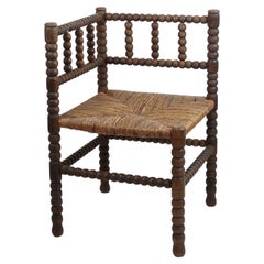 Chaise d'angle antique Bobbin, Angleterre, 19ème siècle