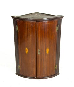 Antique Corner Cabinet, Antique Walnut Georgian Hanging Corner Cabinet, B1342
