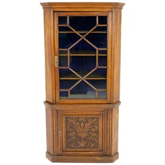 Antique Cabinet d'angle:: Chêne sculpté:: Cabinet indépendant:: Ecosse:: 1900