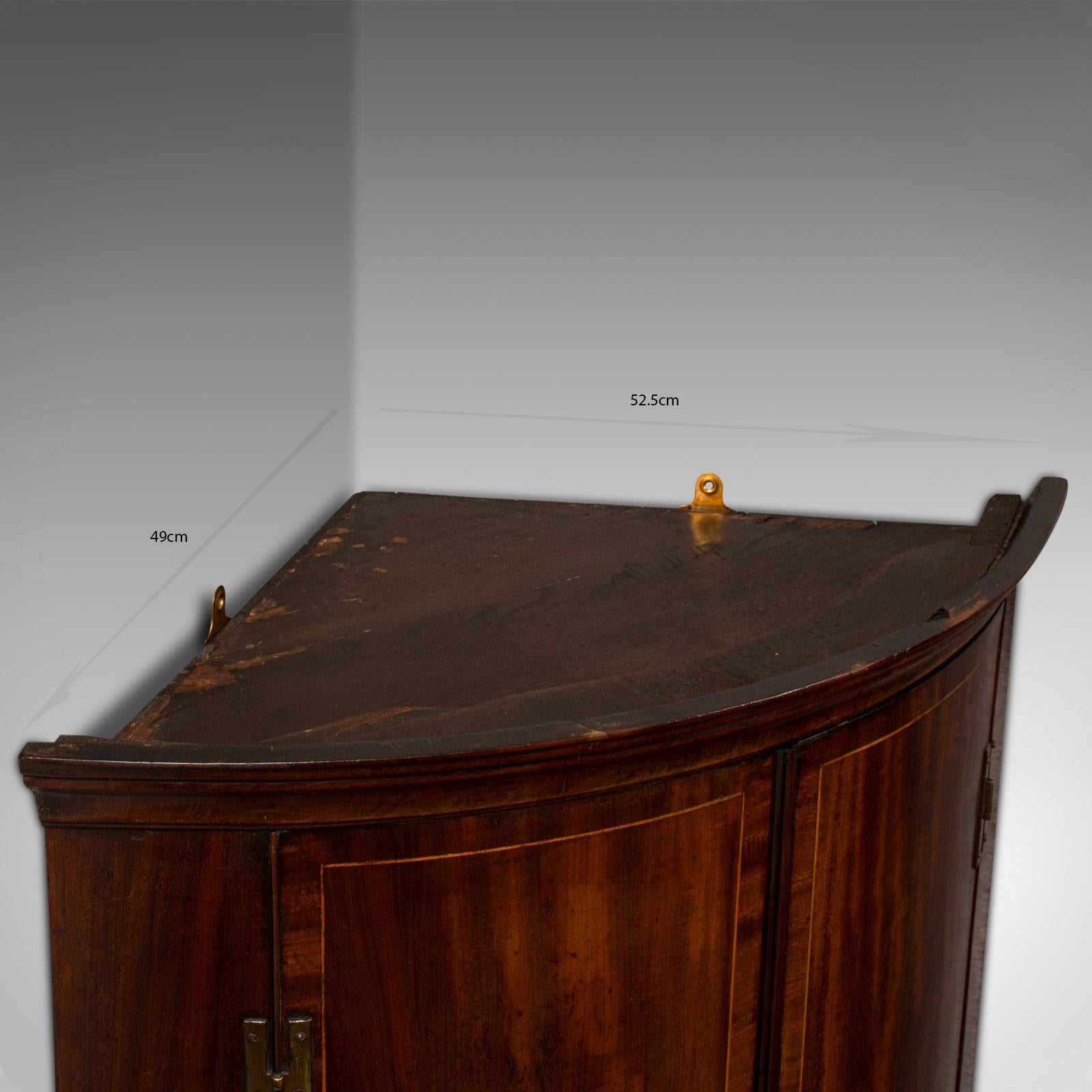 Antique Corner Cabinet, English, Bow Front, Wall Cupboard, Georgian, Circa 1780 For Sale 4