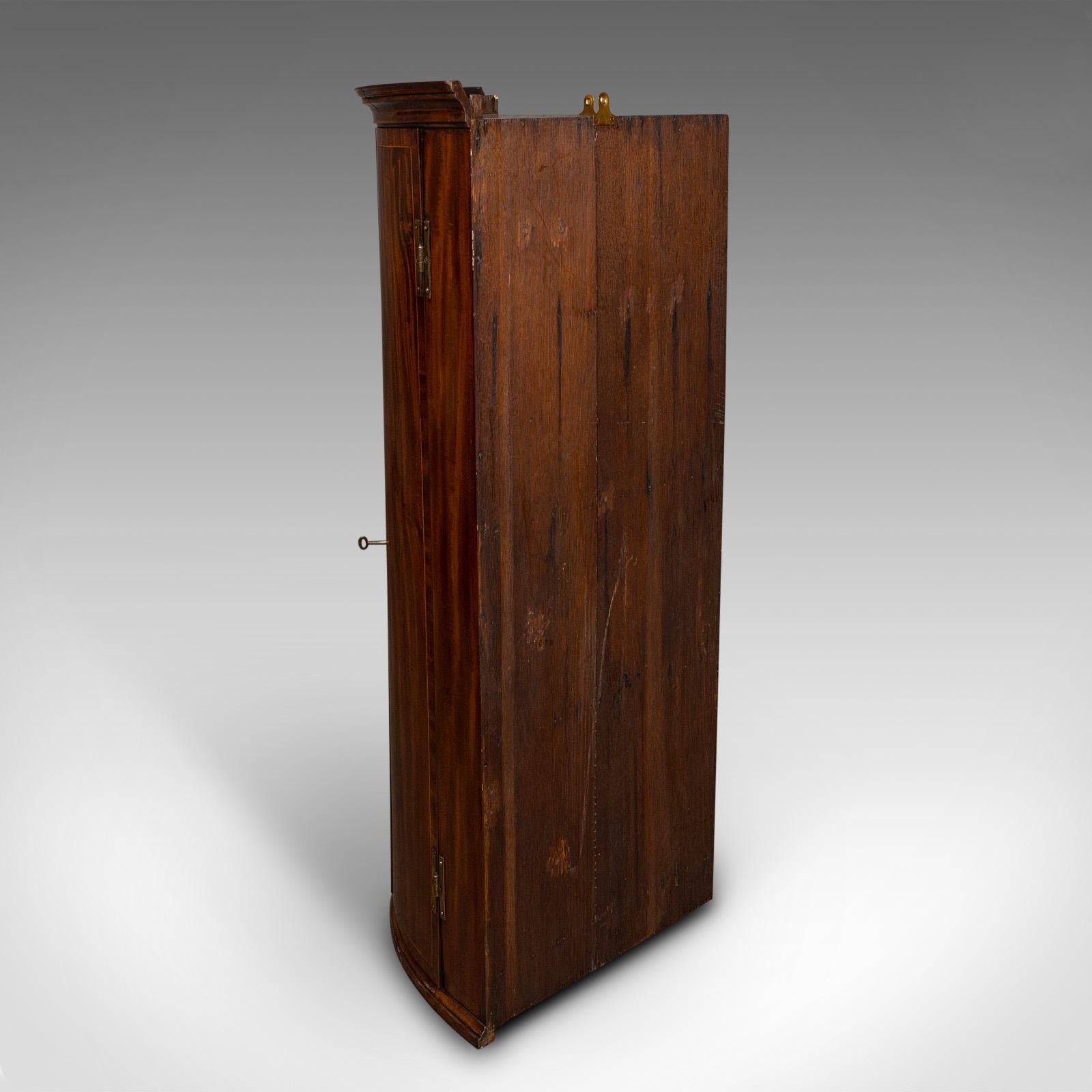 18th Century Antique Corner Cabinet, English, Bow Front, Wall Cupboard, Georgian, Circa 1780 For Sale