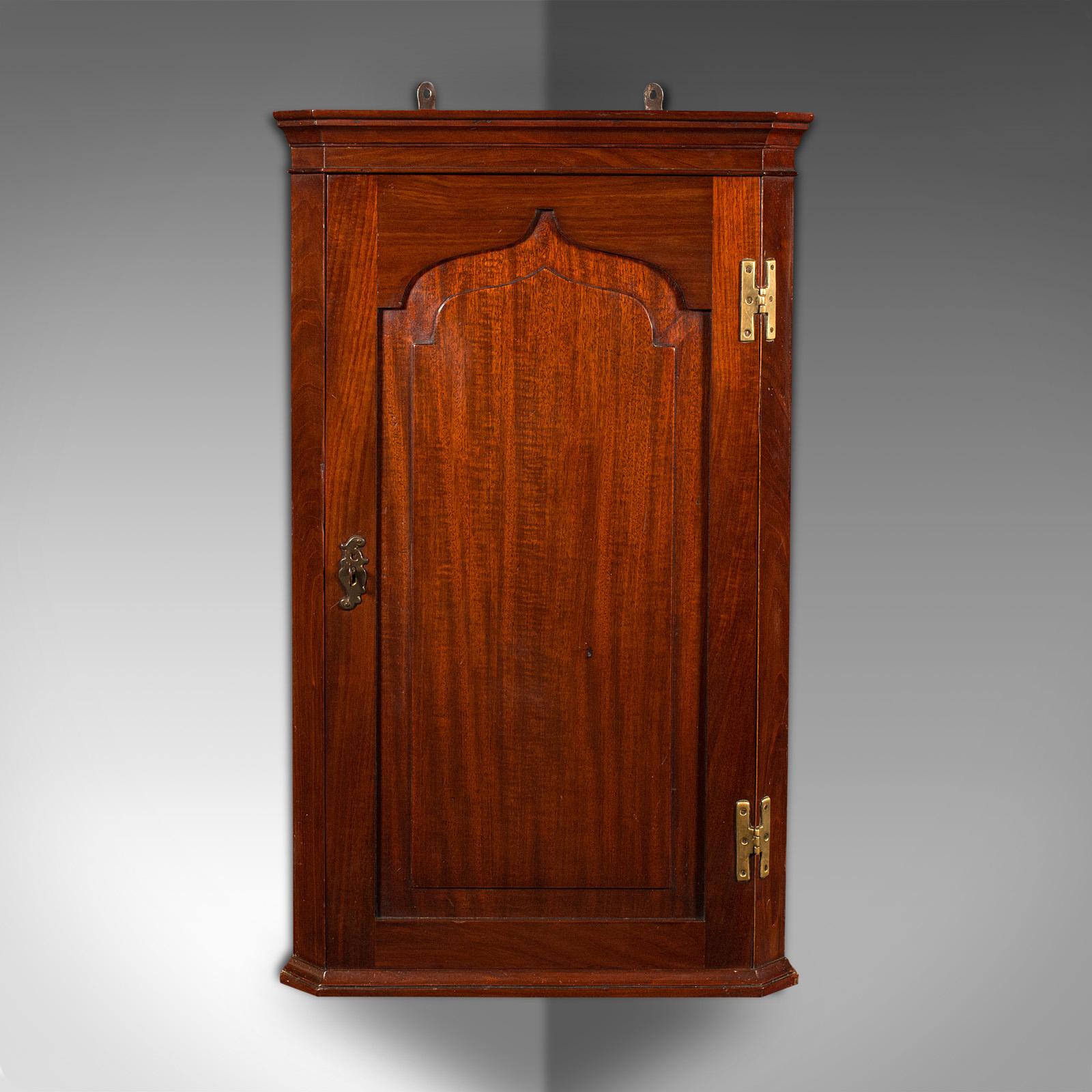 British Antique Corner Cabinet, English, Cupboard, Georgian Revival, Victorian, C.1880 For Sale