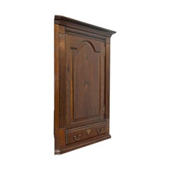 Antique Corner Cabinet, English, Georgian, Oak, Hanging, Cupboard, circa 1780