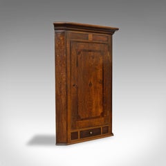 Corner Cabinet, English, Georgian, Oak, Hanging, Wall Cupboard, circa 1780