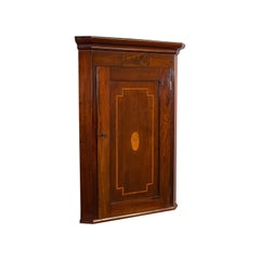 Antique Corner Cabinet, English, Mahogany, Walnut, Inlay, Georgian, circa 1800