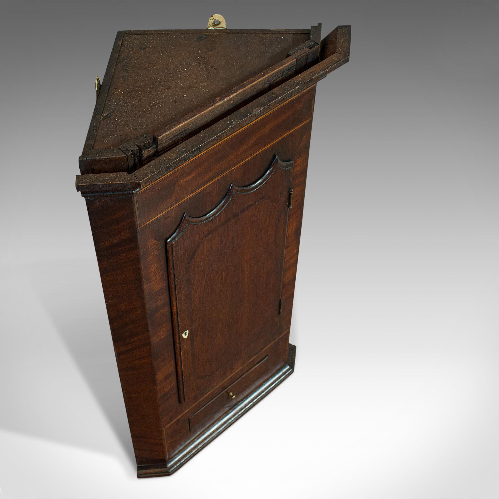 Corner Cabinet, English, Oak, Mahogany, Wall Hanging, Georgian, circa 1800 4