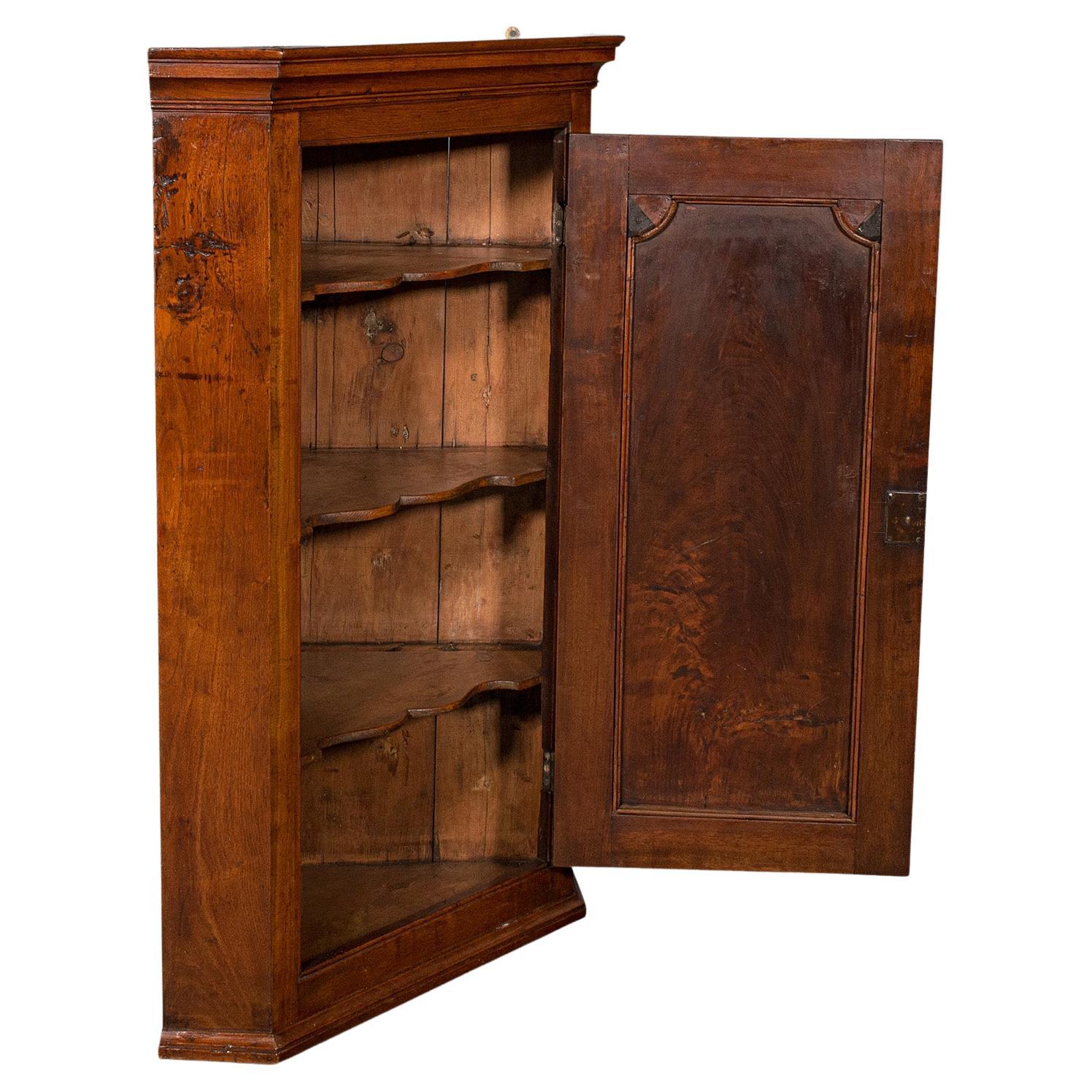 Antique Corner Cabinet, English, Wall Cupboard, Floor Standing, Georgian, c 1780 For Sale