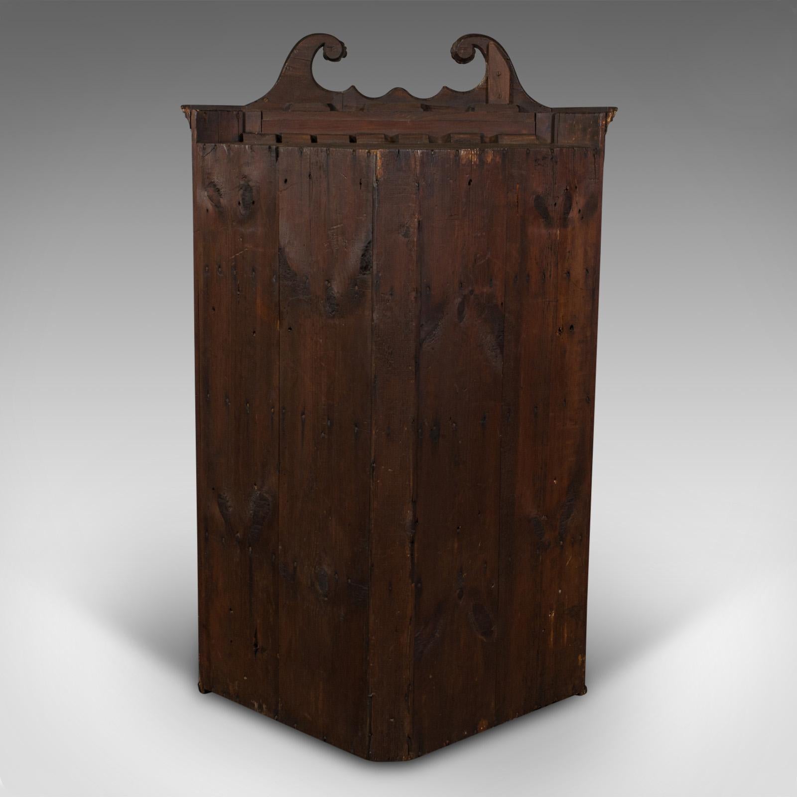 British Antique Corner Cabinet, English, Wall Cupboard, Georgian, C.1760 For Sale