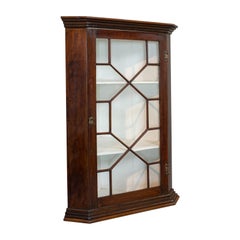 Antique Corner Cabinet, English, Walnut, Cupboard, Astragal Glazed, Georgian