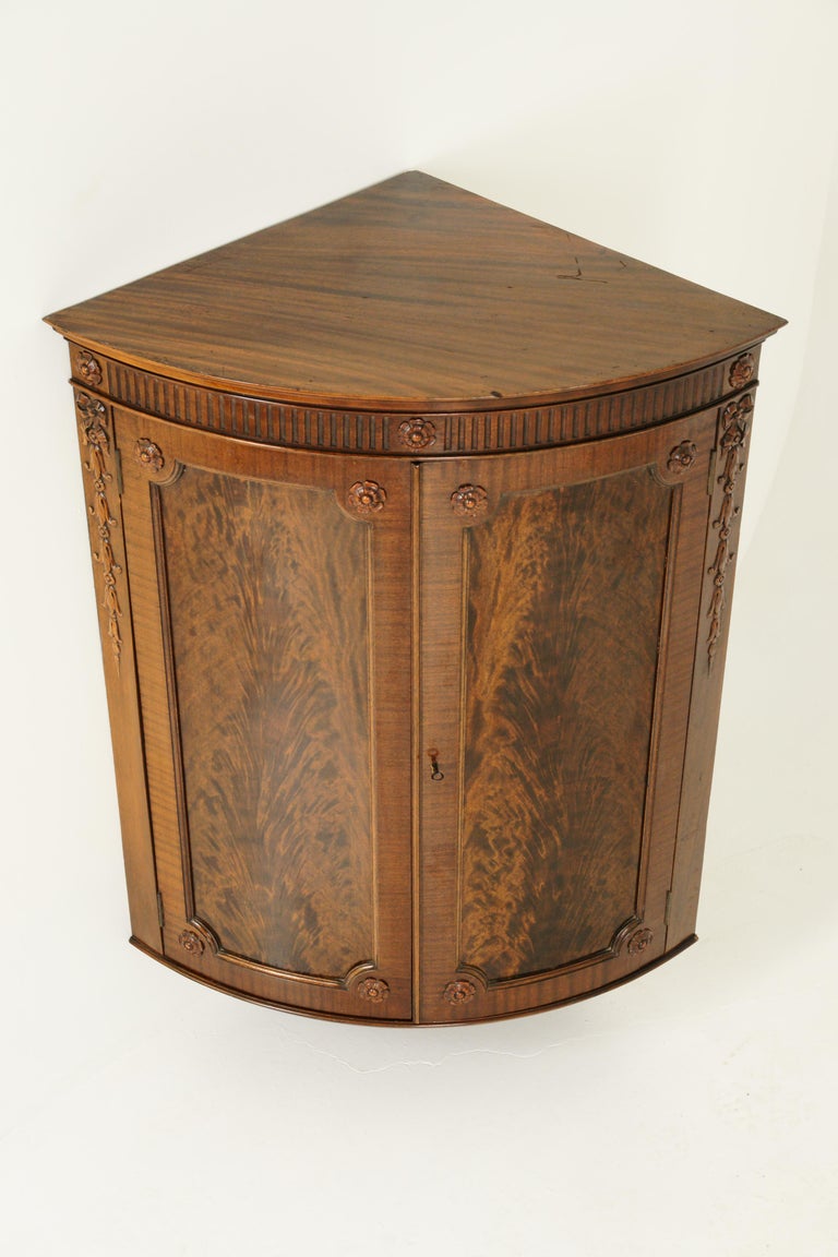 Antique Corner Entryway Decor, Carved Scotland 1880