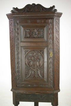 Antique Corner Cabinet, Entryway Organizer, Scotland 1780, Ancient Antique