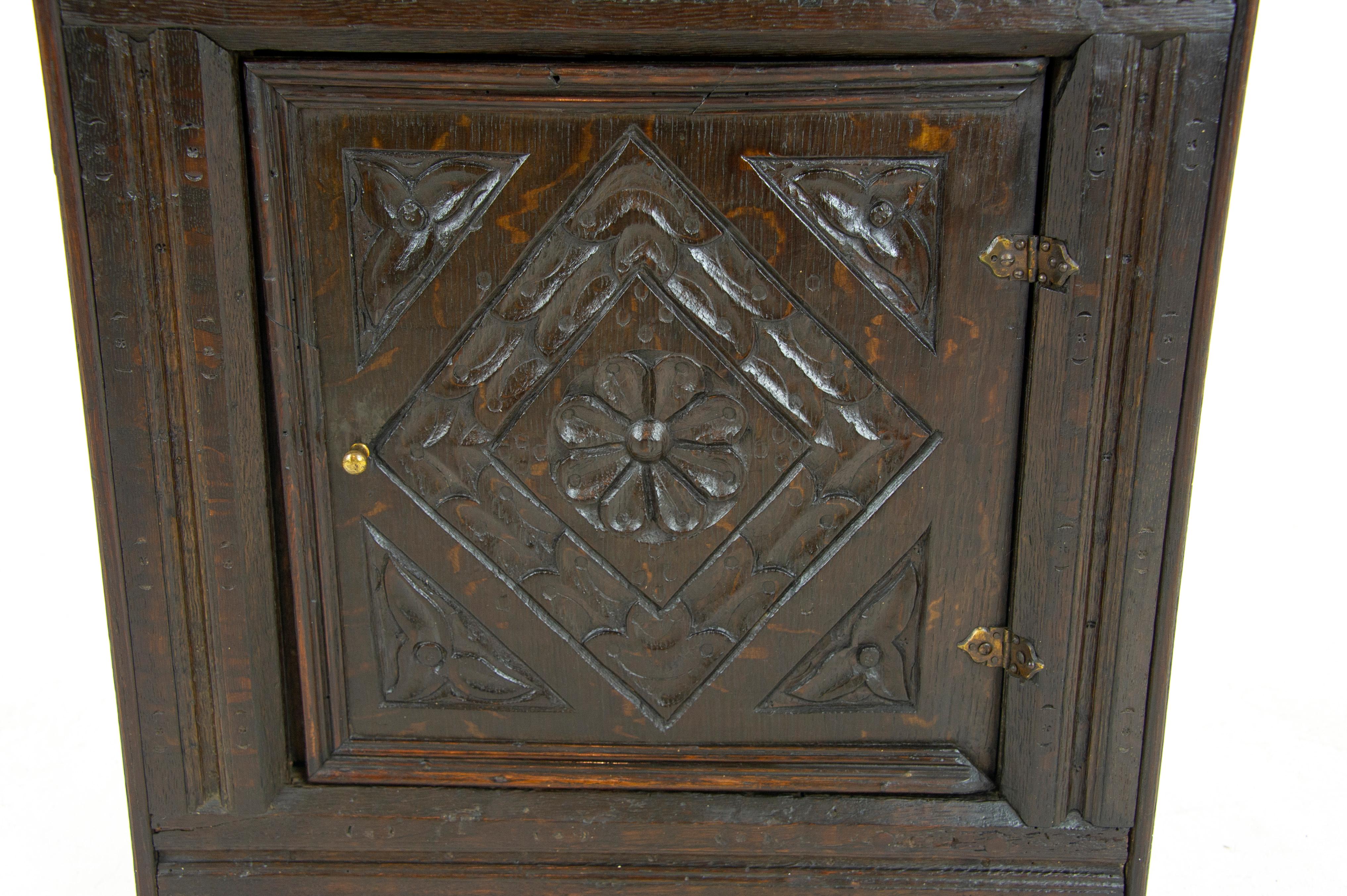 Scottish Antique Corner Cabinet, Hanging Wall Cabinet, Victorian Entryway Furniture