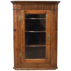 Antique Corner Cabinet, Oak, Mahogany Georgian, Glazed, Hanging, Cupboard