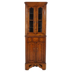 Antique Corner Cabinet, Tall Oak Display Cabinet, Scotland 1880, B2689