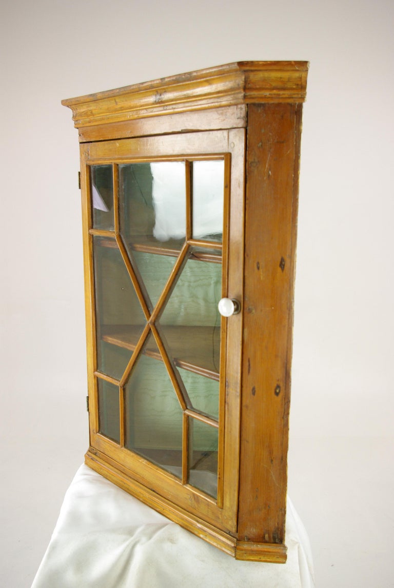 Antique Corner Cabinet, Victorian Pine Hanging Cabinet ...