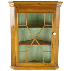 Antique Corner Cabinet, Victorian Pine Hanging Cabinet, Scotland, 1870, B1332A