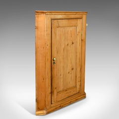 Antique Corner Cabinet, English, Victorian, Pine Hanging Cupboard, circa 1880