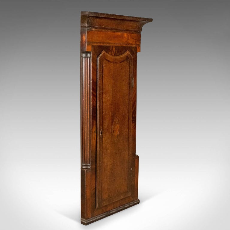 Antique Corner Cabinet, Georgian, Mahogany, Narrow, Hanging Cupboard This is an antique corner cabinet, an English, Georgian, mahogany and oak, - Antique Corner Cabinet, Georgian, Mahogany, Narrow, Hanging Cupboard
