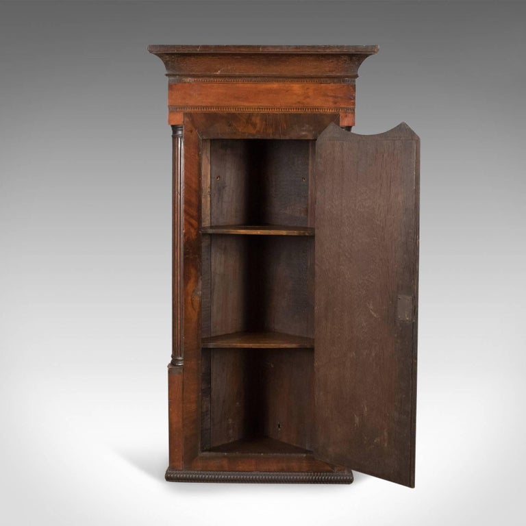 Antique Corner Mahogany, Narrow, Hanging Cupboard