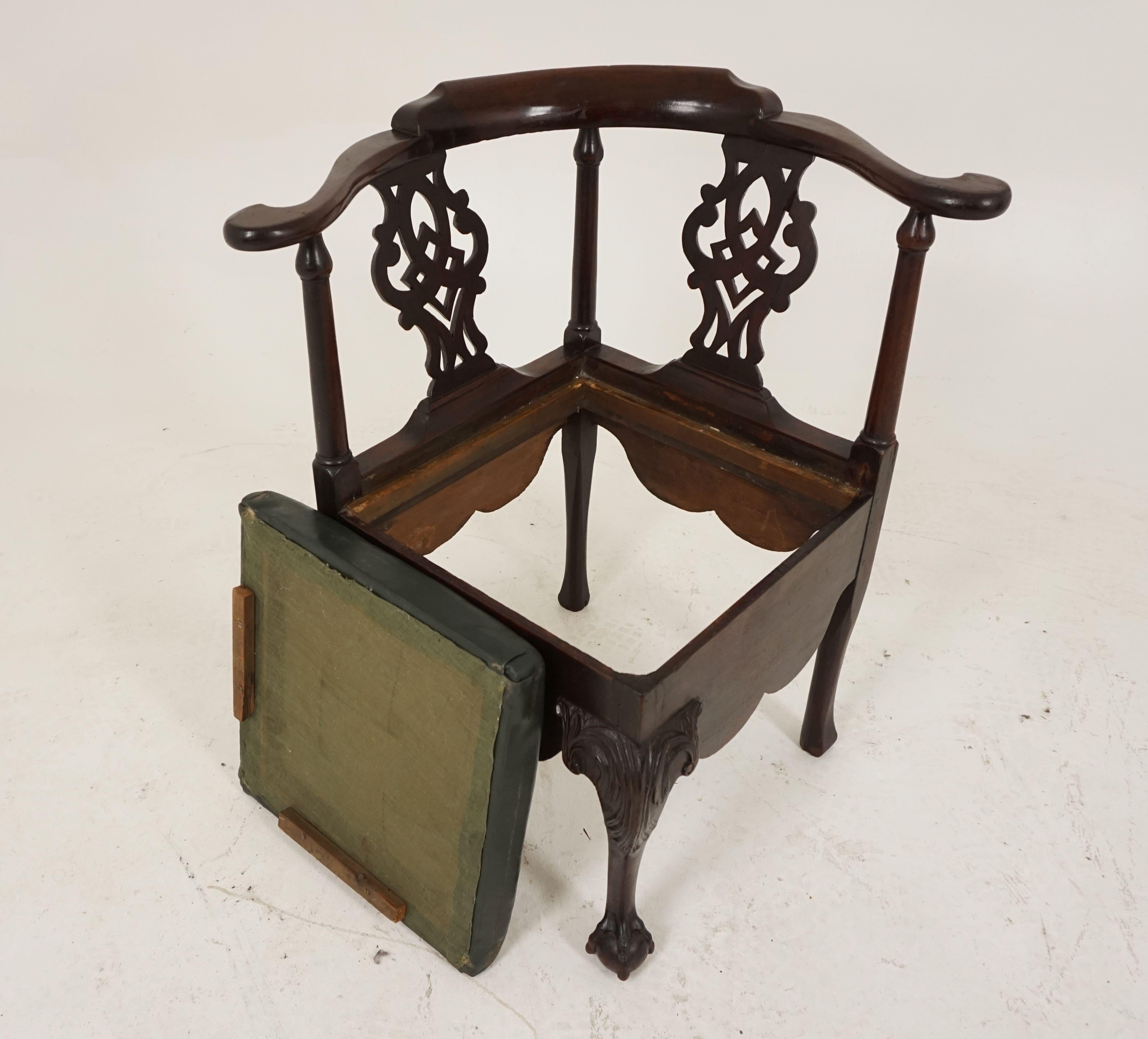 Antique Corner Chair, Victorian Carved Walnut Chair, Scotland 1880, B2027 1