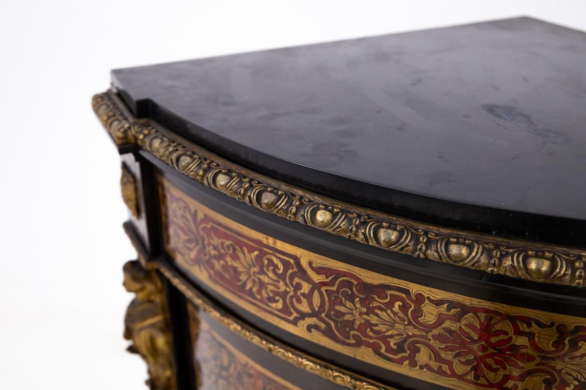 Antica cassettiera angolare in stile Boulle, Francia, metà del XIX secolo. In condizioni buone in vendita a Chorzów, PL