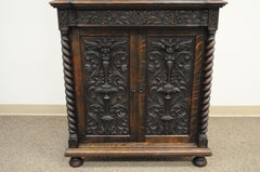 Antique Corner China Cabinet Cupboard Renaissance Revival Belgian Carved Oak