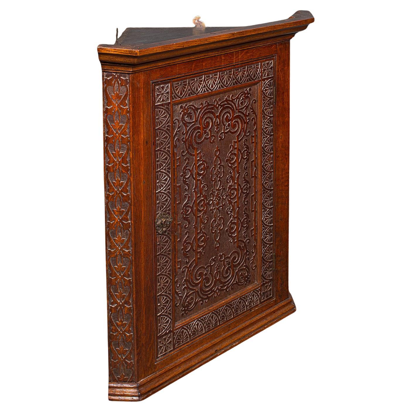 Ancienne armoire d
angle, anglaise, armoire murale, Chippendale Revival, victorienne