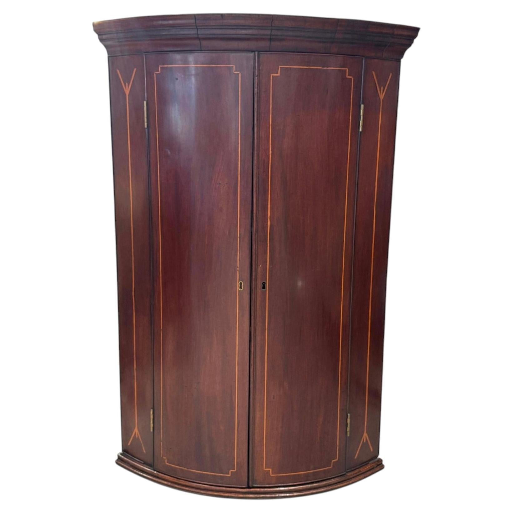 Antique Corner Cupboard with Lock and Key For Sale