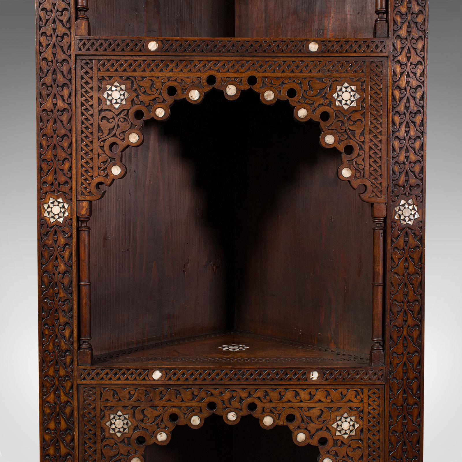 Antique Corner Display Stand, Open Shelf Cabinet, Moorish Taste, Victorian, 1900 For Sale 1