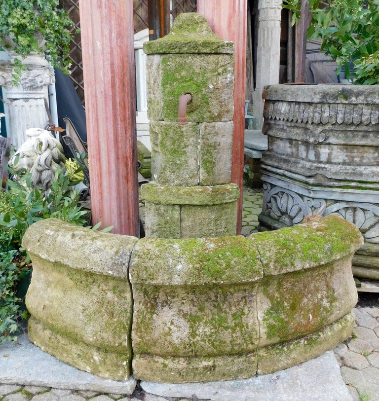 Antique Corner Fountain in Stone, Outdoor or Garden Decor