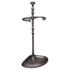 Antique Corner Umbrella Stand, French, Cast Iron, Hallway Drying Rack, Victorian