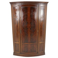 Antique Corner Wardrobe, Flamed Mahogany, Corner Armoire, Scotland 1900, B1945