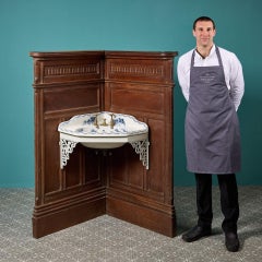 Antique Corner Wash Basin Mounted onto Period Oak Wall Panelling
