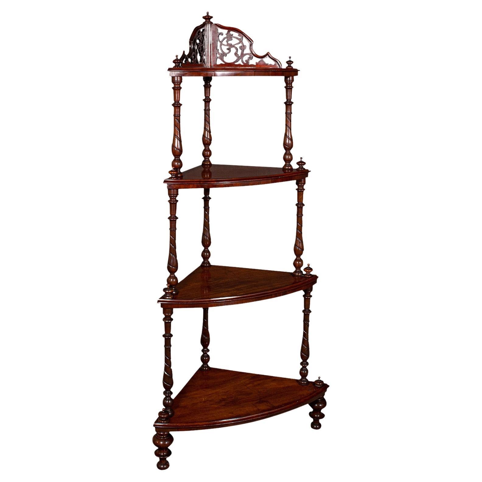 Antique Corner Whatnot, English, Walnut, Country House Display Stand, Victorian For Sale