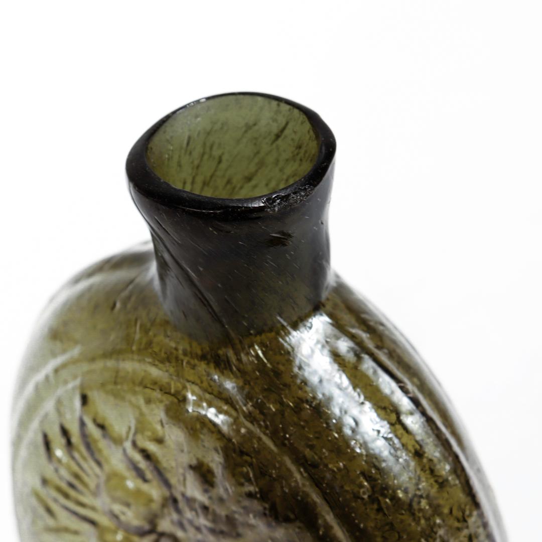 Antique Cornucopia / Urn Pictoral American Blown Glass Flask or Bottle G-III For Sale 6