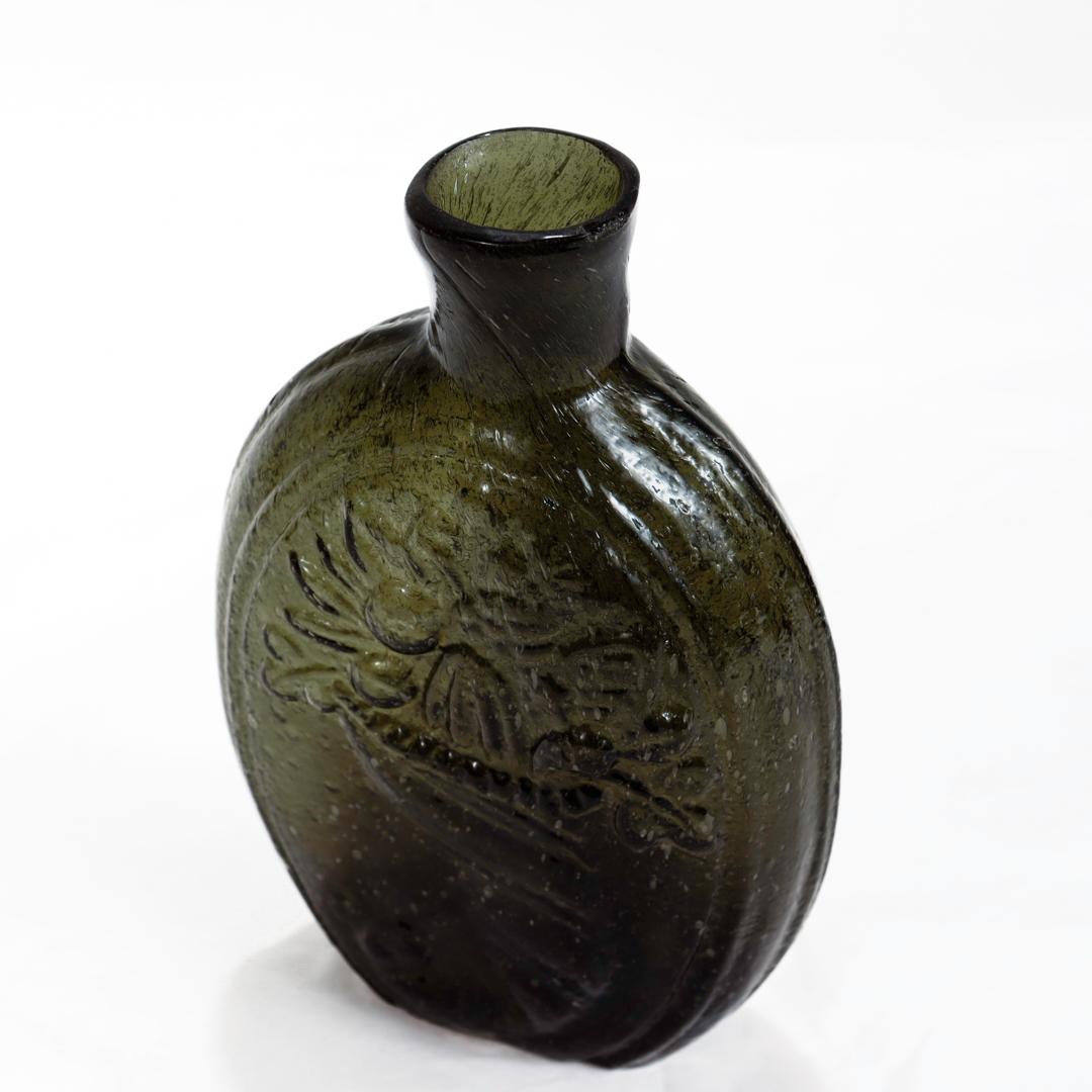 Antique Cornucopia / Urn Pictoral American Blown Glass Flask or Bottle G-III For Sale 3