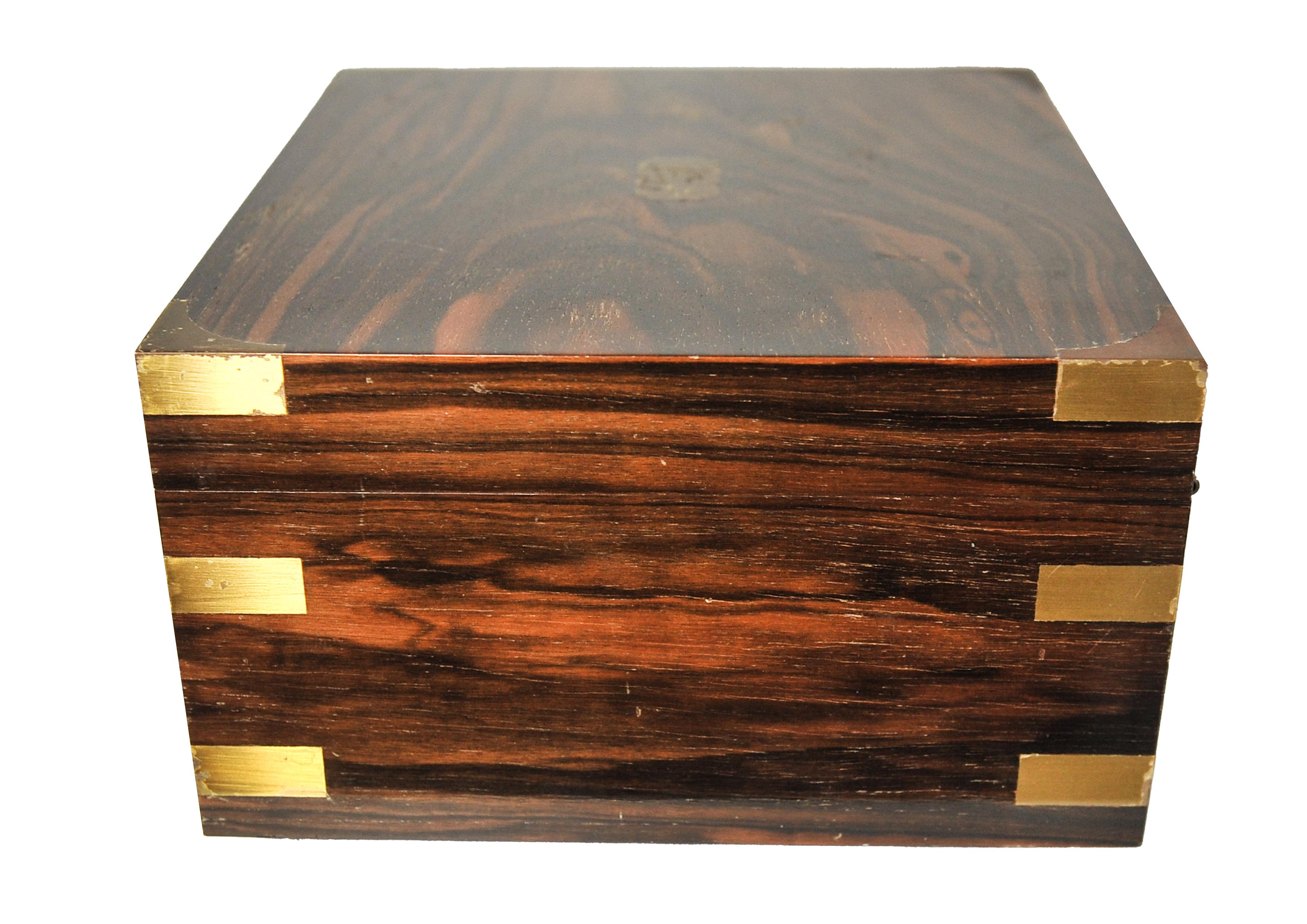 Hand-Crafted Antique Coromandel and Brass Bound Campaign Humidor  For Sale