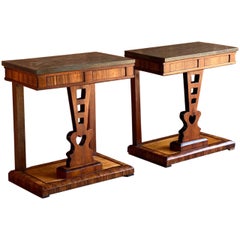 Antique Coromandel and Marble Side Tables Victorian, 19th Century, circa 1870