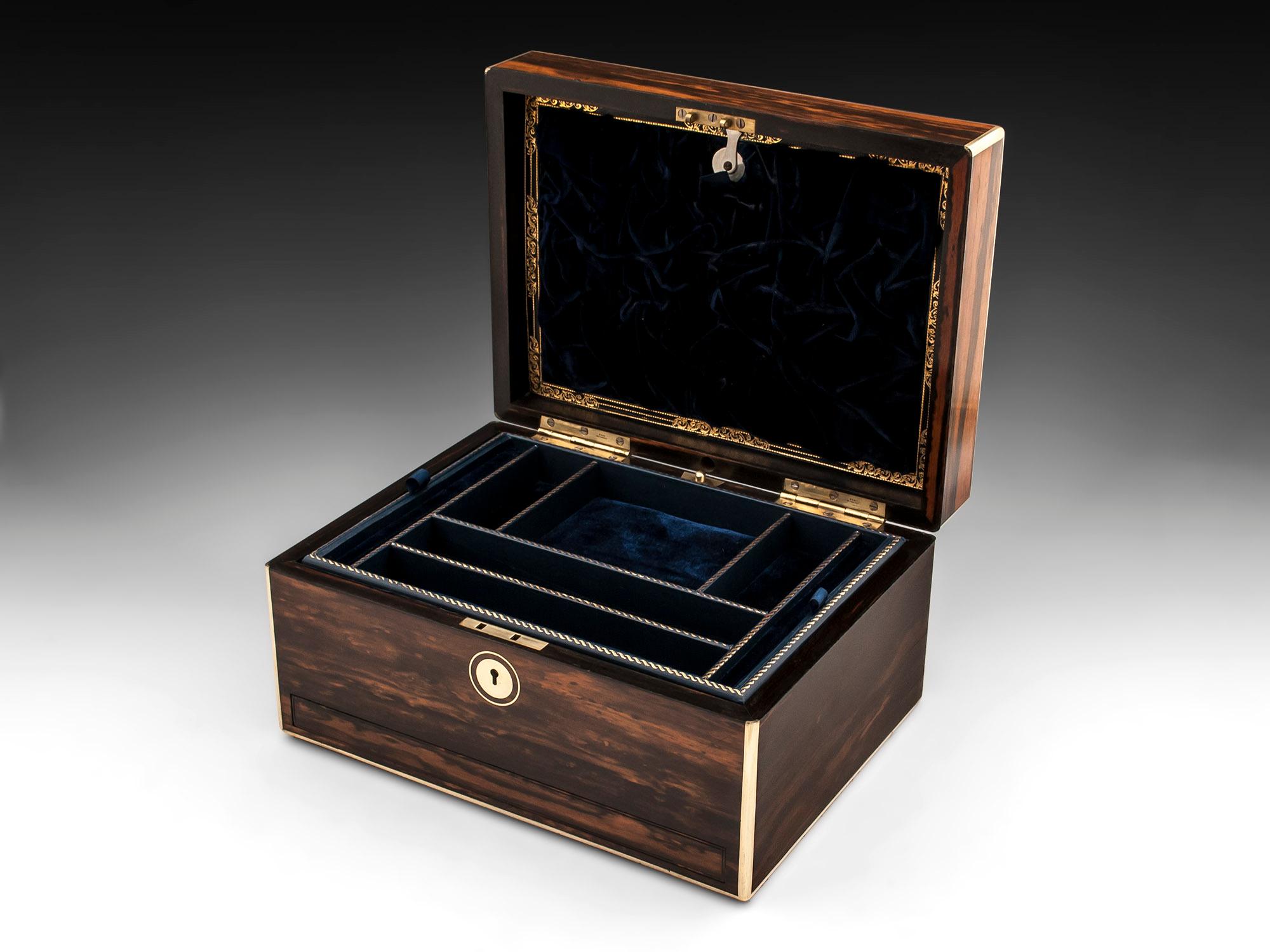 Antique Coromandel Brass Bound Jewelry Box, 19th Century 5