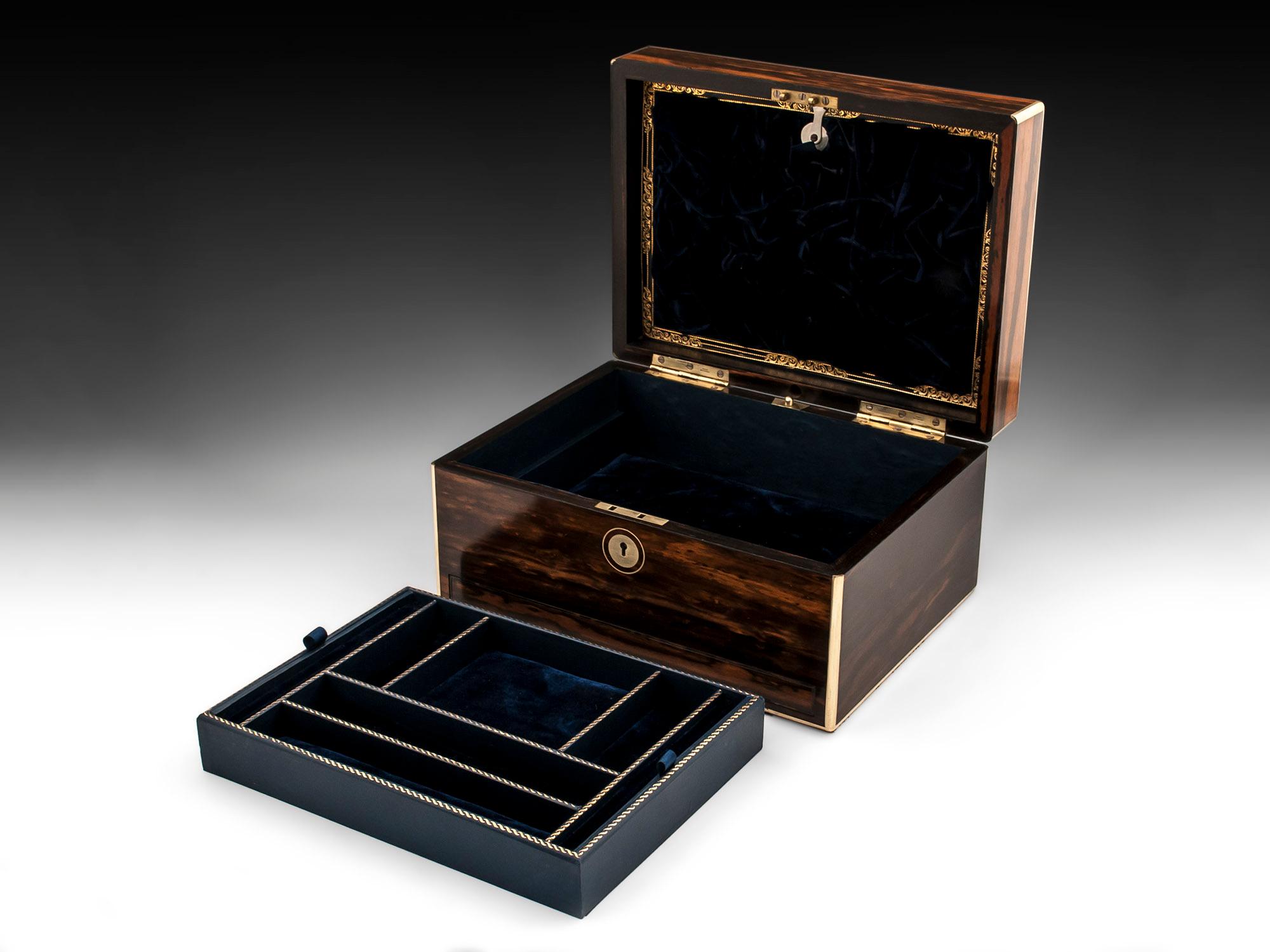 Antique Coromandel Brass Bound Jewelry Box, 19th Century 6