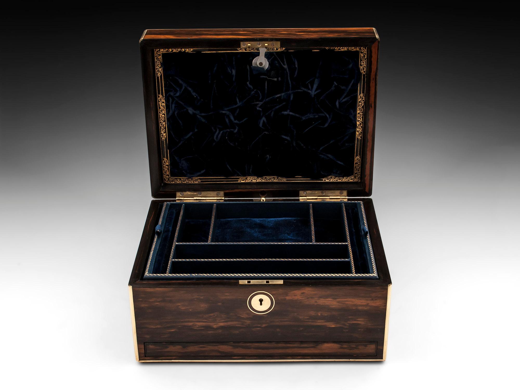 Antique Coromandel Brass Bound Jewelry Box, 19th Century 2