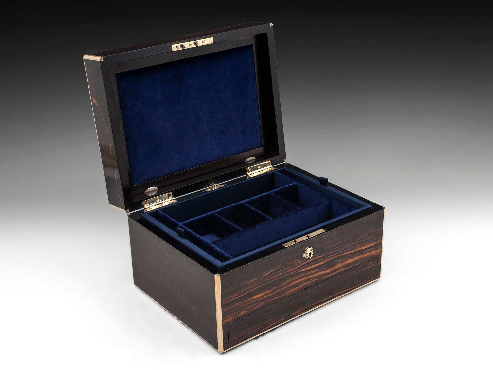 Antique Coromandel Brass Bound Jewelry Box 5