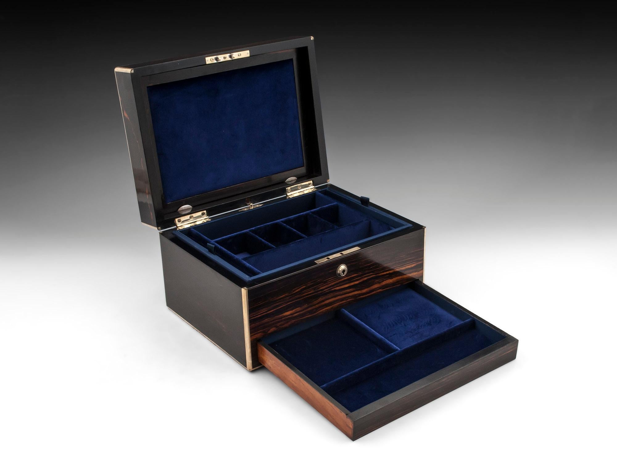 Antique Coromandel Brass Bound Jewelry Box 6