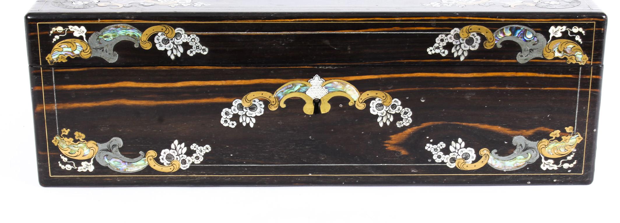 Antique Coromandel Brass & Pewter Inlaid Writing Slope, 19th Century 6