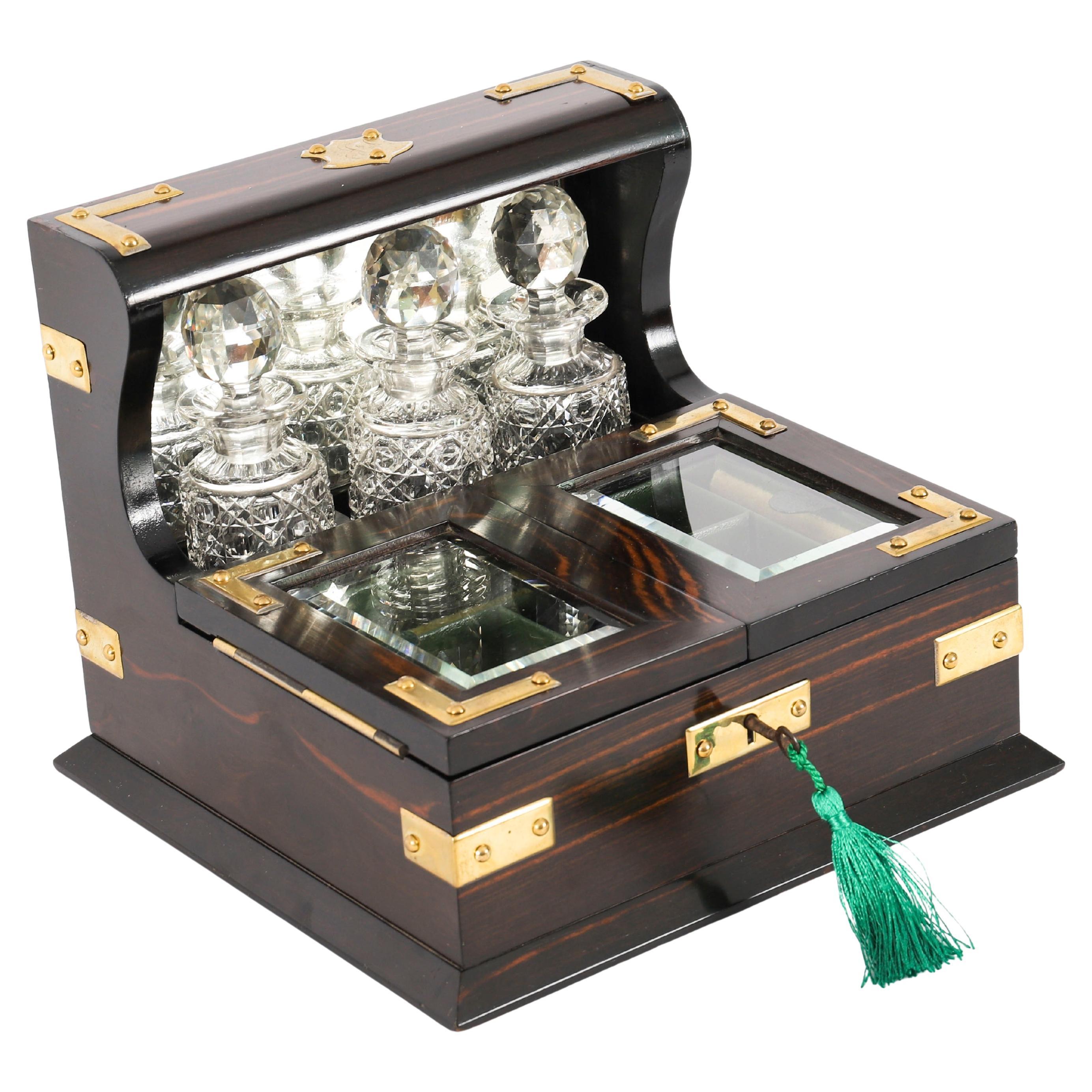 Antique Coromandel Combination Scent /Jewellery Casket Tantalus 19th Century For Sale