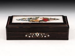 Antique Coromandel Floral Painted Glazed Onyx Sewing Box, 19th Century