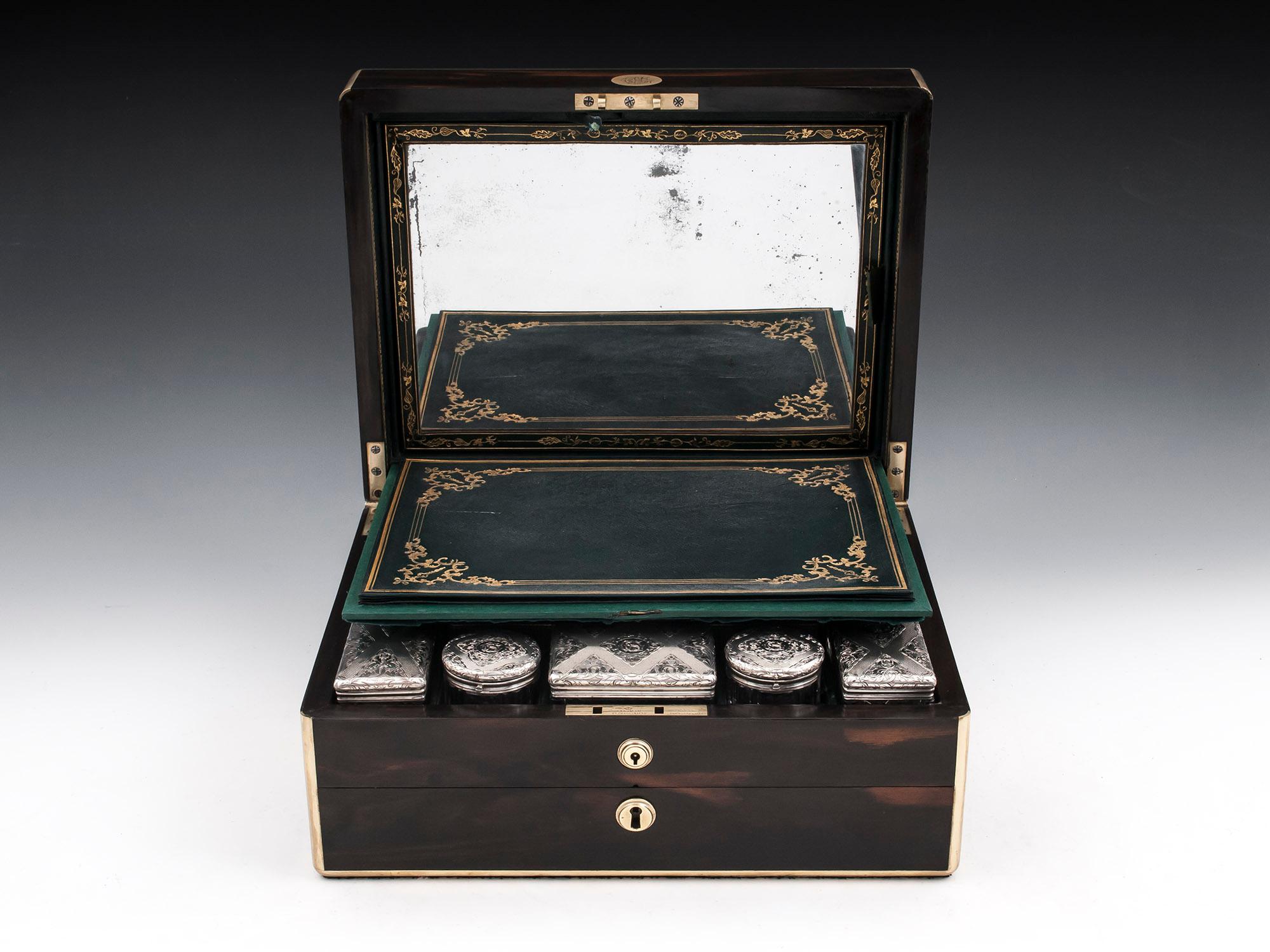 Antique Coromandel Gentleman’s Vanity Box Brownett and Rose, 19th Century 4