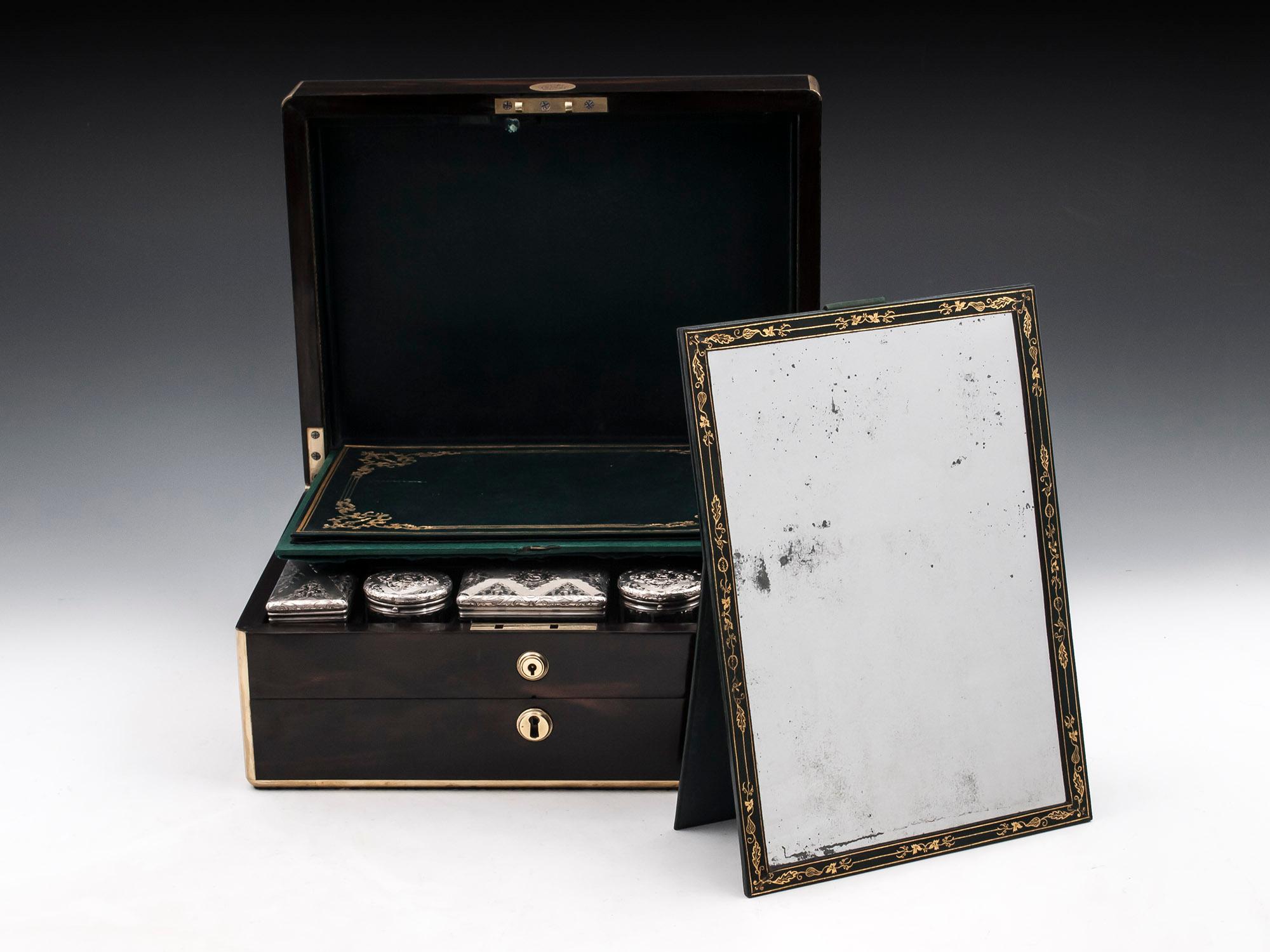 Antique Coromandel Gentleman’s Vanity Box Brownett and Rose, 19th Century 5