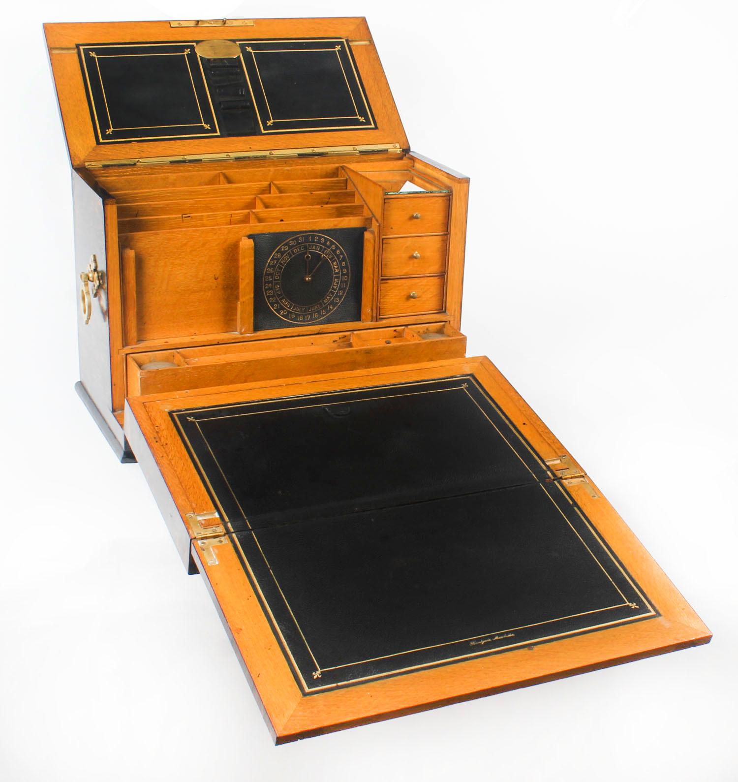English Antique Coromandel Gothic Revival Travelling Writing Box, 19th Century