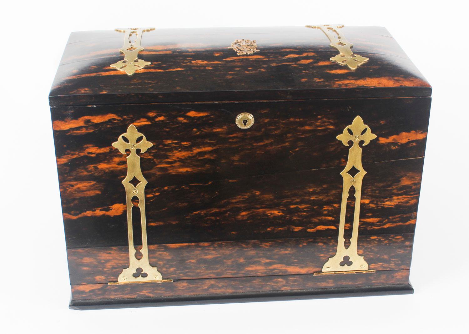 Antique Coromandel Gothic Revival Travelling Writing Box, 19th Century In Good Condition In London, GB
